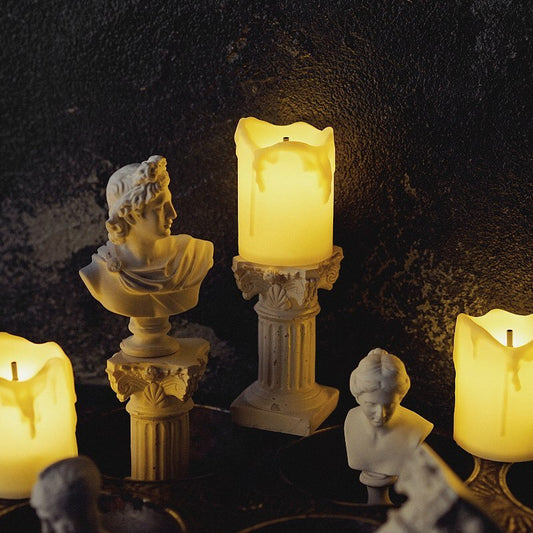 Ins LED Candlestick Flameles Night Lights Statue Props Photo Romantic Candle Tea Lights for Birthday Home Decorations Ornaments