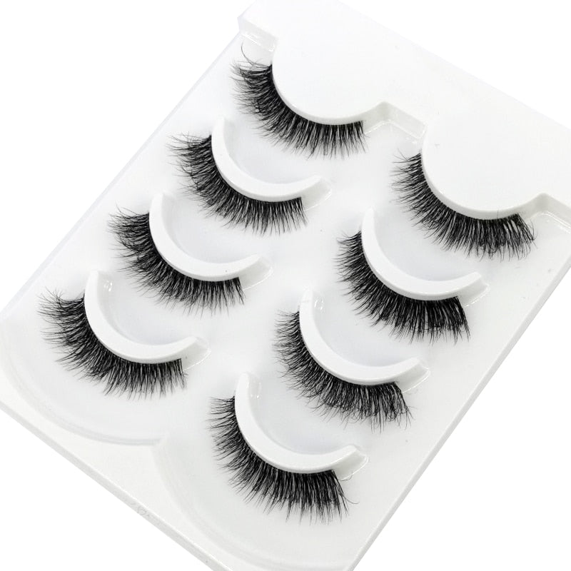 4 pairs 3D mink lashes natural long invisible thin band fake lashes curl transparent soft eyelashes