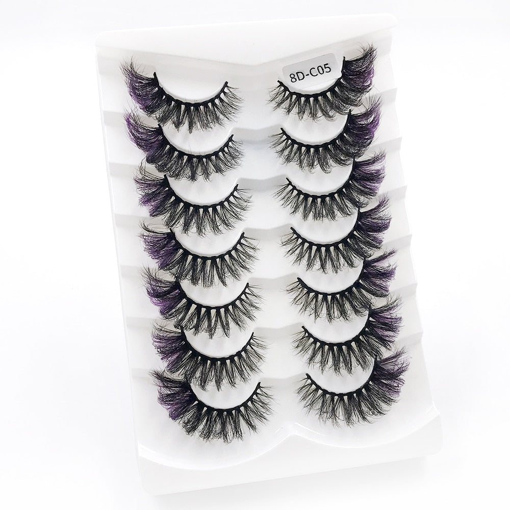 7pairs Colored Lashes 22 Styles 3d Mink Lashes Dramatic Colorful Natural Eyelashes Extension Fake Eyelashes
