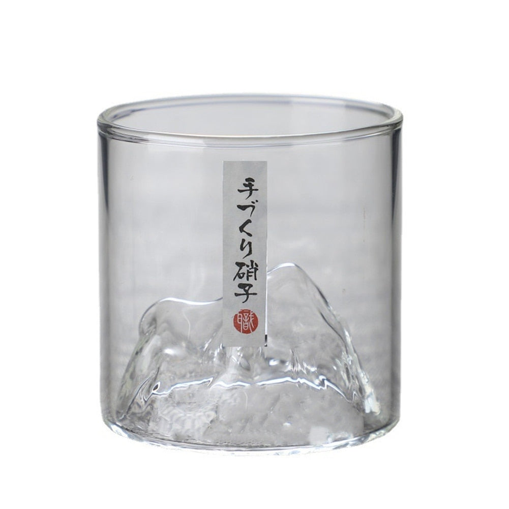 Japanese Whisky Glass Cup 3D Mountain Water Glass Glacier Mug Vodka Wine Cup Glass Fuji Artwork Gift Whisky Bottle Drinkware