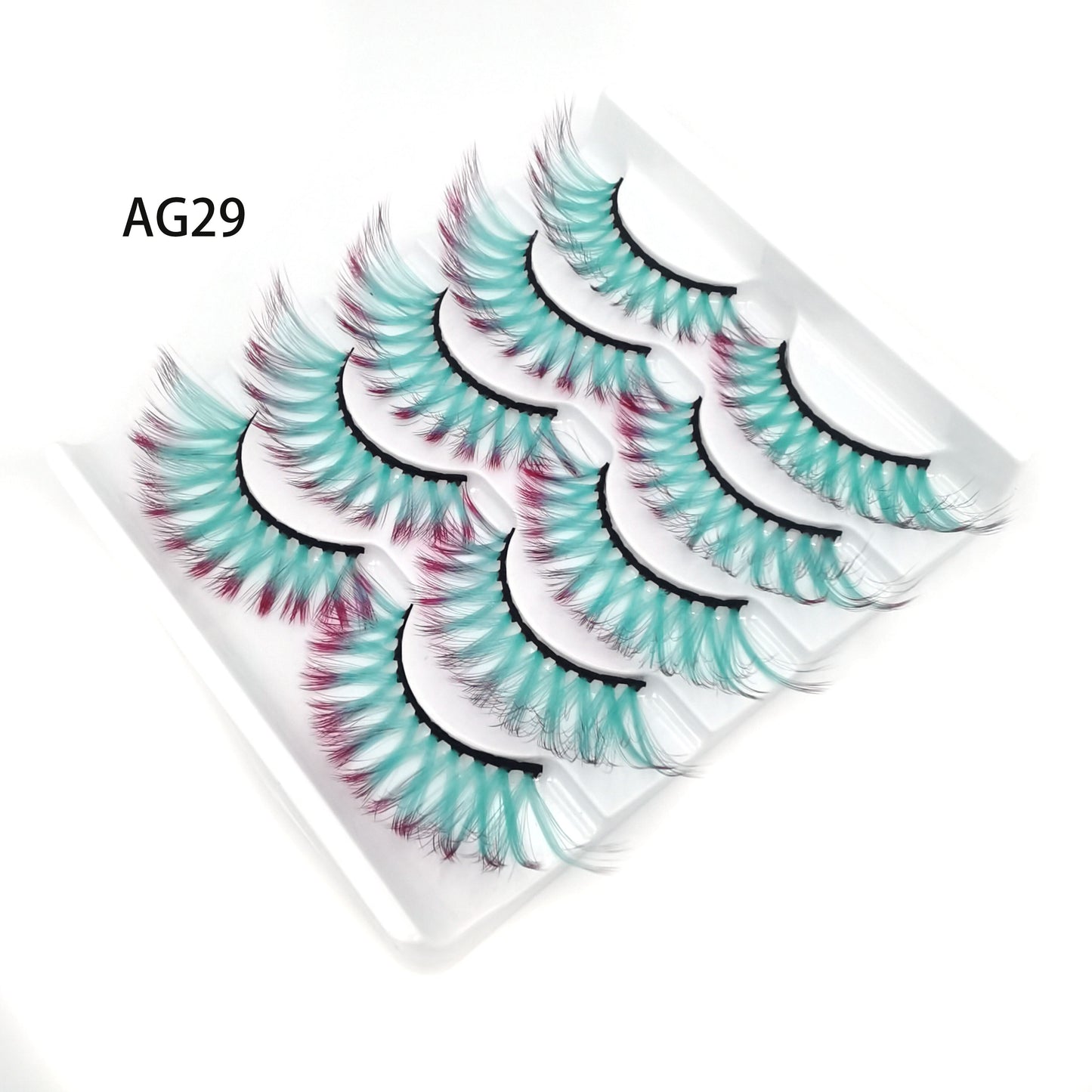 5 pairs 3D Mink Eyelashes Colorful 100% Mink Lashes Gradient Pink Blue Red White False Eyelashes Fluffy Soft Cilias