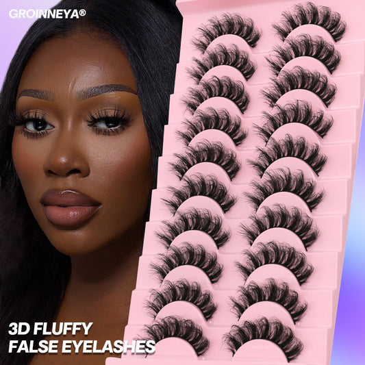 5/10 Pairs 3D Faux Mink False Eyelashes Fluffy Lashes Natural Long Curly Fake Lashes