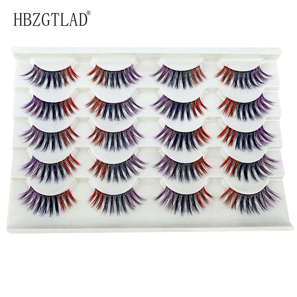 10pairs 3D Mixed Color Mink Lashes Natural Individual Eyelashes Fluffy Lash Extension Invisible Band Lash dramatic lash
