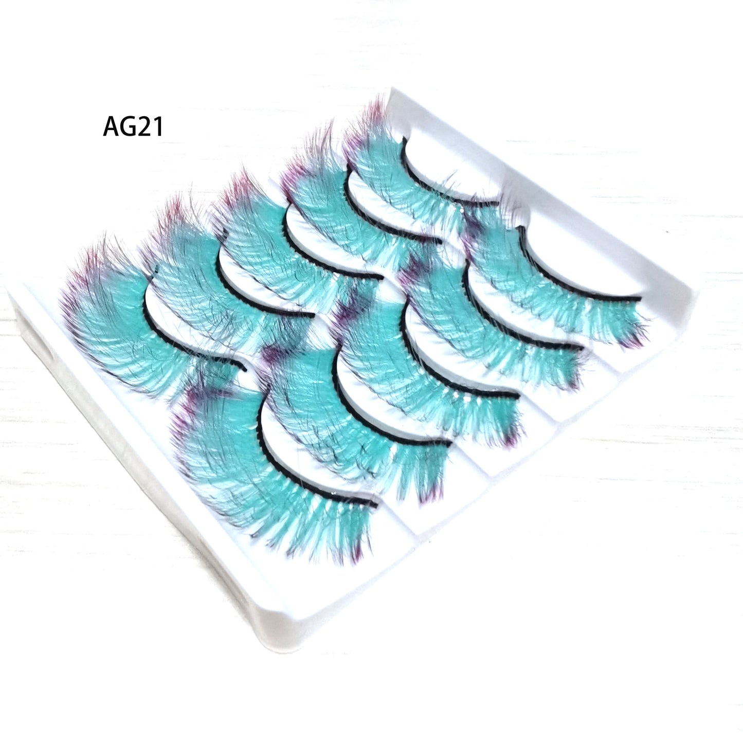 5 pairs 3D Mink Eyelashes Colorful 100% Mink Lashes Gradient Pink Blue Red White False Eyelashes Fluffy Soft Cilias