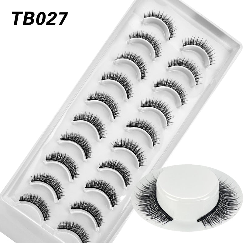 10 Pairs Natural 3d Faux Mink False Eyelashes Dense Curls Slim Short Lashes Cosplay Dramatic Eyelashes