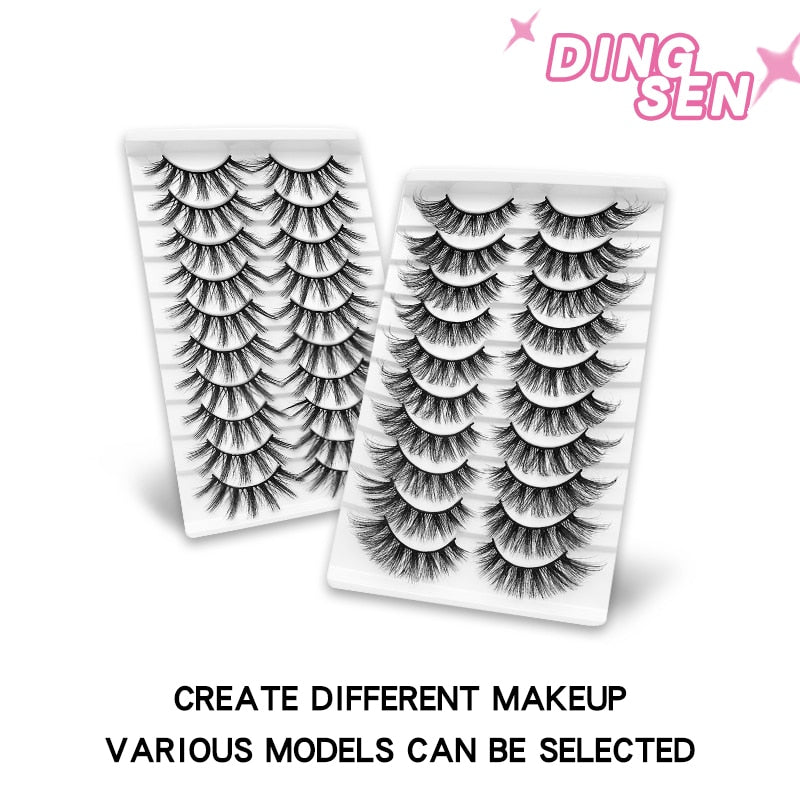 10Pairs Eyelashes Natural Long False Eyelashes Bulk Extension Individual Mink Lashes