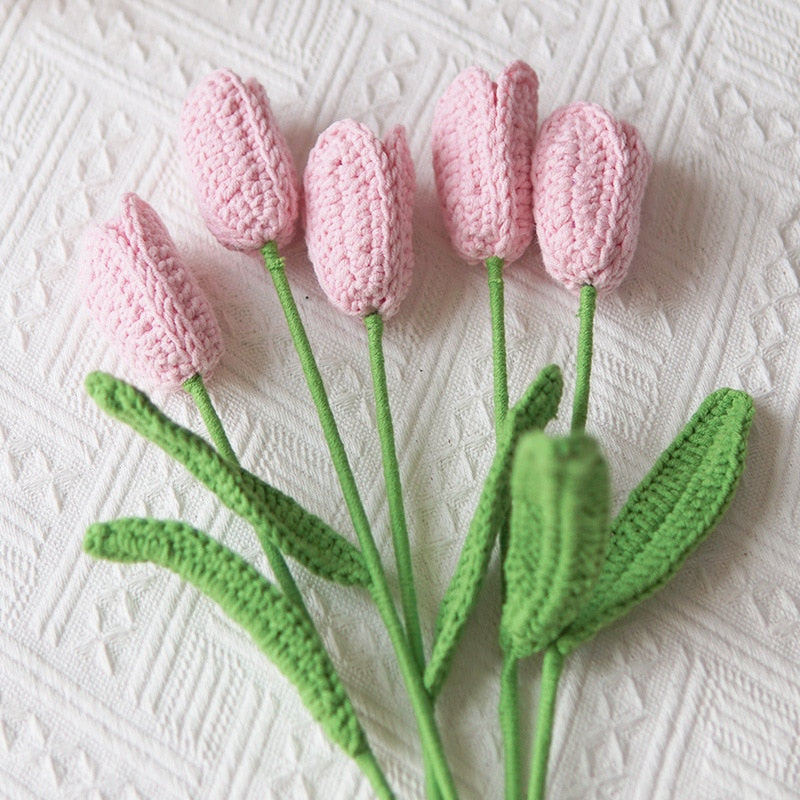 knitting Rose Flower Daisy Bouquet Sunflower Hand-Knitted Fake Flower knit flower Home Creative Decorate Gift