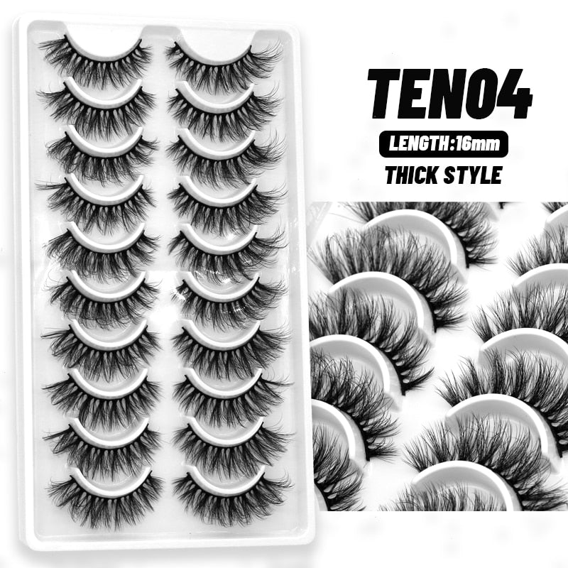 5/7/10 pairs False Eyelashes Mink Lashes Faux Fluffy Lash Soft Full Thick Wispy Eye Lashes