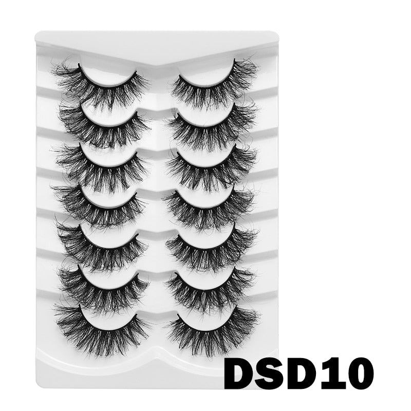 5/7/10Pairs Cat Eye Lash False Eyelashes Natural Faux Mink Eyelashes