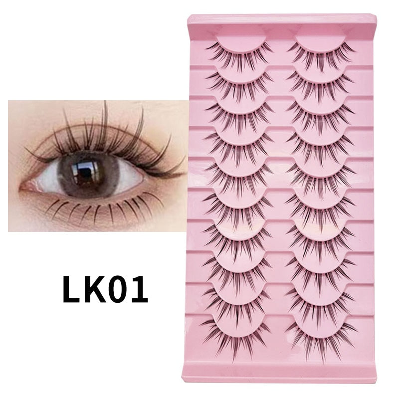10Pairs Natural Fake Eyelashes Russian False Eyelashes Fluffy Eyelashes Korean