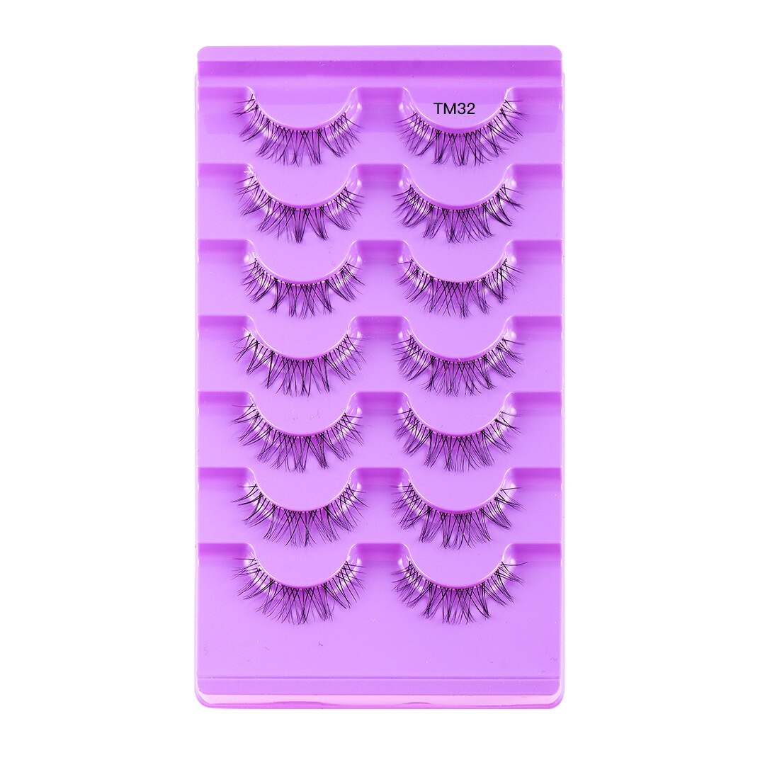 Cat Eye Lashes 7 Pairs Natural Fluffy Messy False Eyelashes Dramatic Invisible Band Foxy Faux Mink Lashes Faux Cils