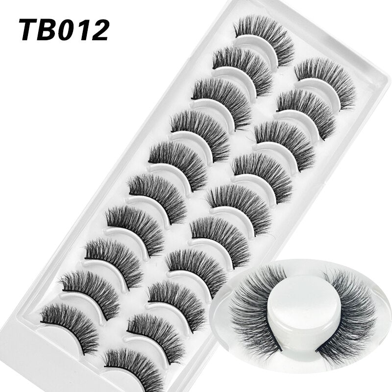 10 Pairs Natural 3d Faux Mink False Eyelashes Dense Curls Slim Short Lashes Cosplay Dramatic Eyelashes