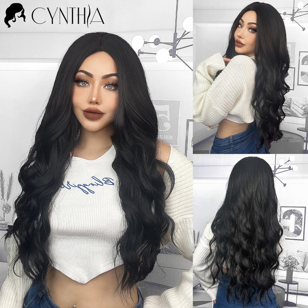 Blonde Synthetic Wig for Woman Long Body Wave Hair Cosplay Lolita Party Natural Heat Resistant Wigs Fiber Daily Hair