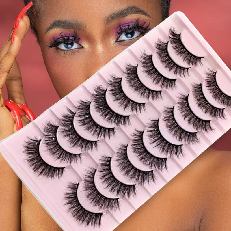 10 Pairs Faux Mink Lashes Natural False Eyelashes Fluffy Soft Wispy Dramatic Volume Lash Extension Wispy Long 3D