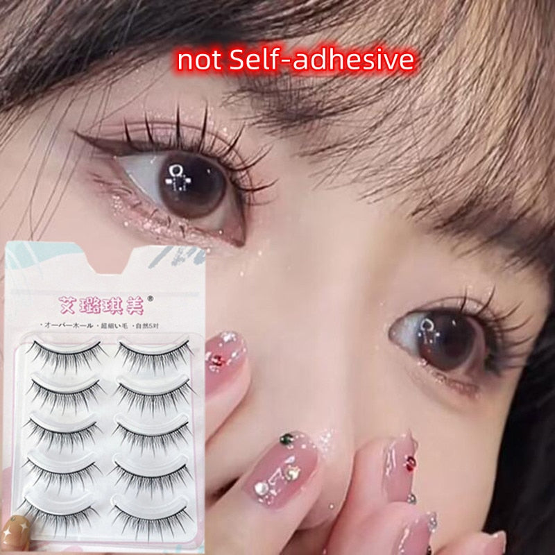4 Pairs Eyelashes Extension Natural False Eyelashes Cross Long Winged Eyelash End Eye Elongated Big Eye Lashes Lolita Eyelashes