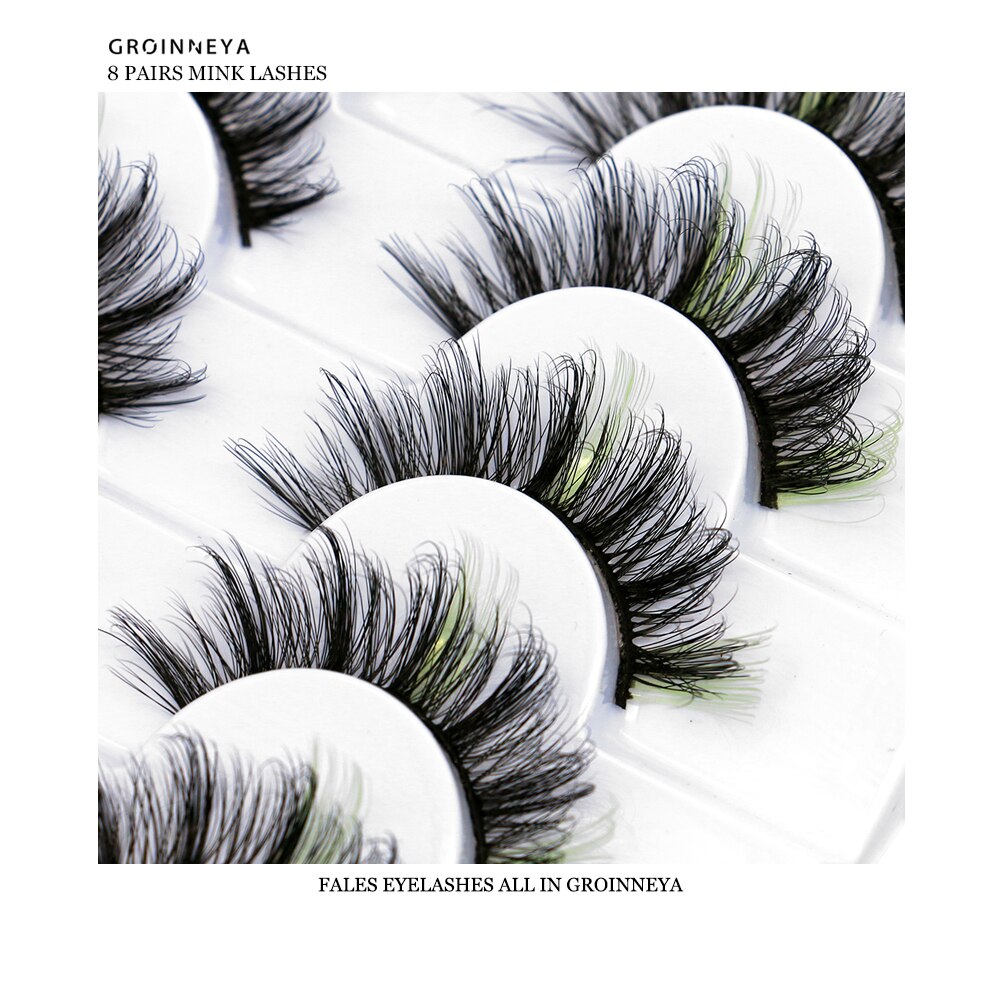 5/8pairs Colored Eyelashes Wispy Mink Lashes Natural Fluffy Cat Eye Lashes Strip 5D False Eyelashes Extension