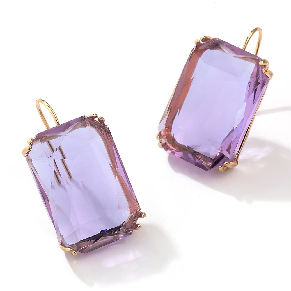 Transparent Resin Pendant Hanging Earring Bohemia Trendy Geometric Square Acrylic Drop Dangle Earrings Jewelry