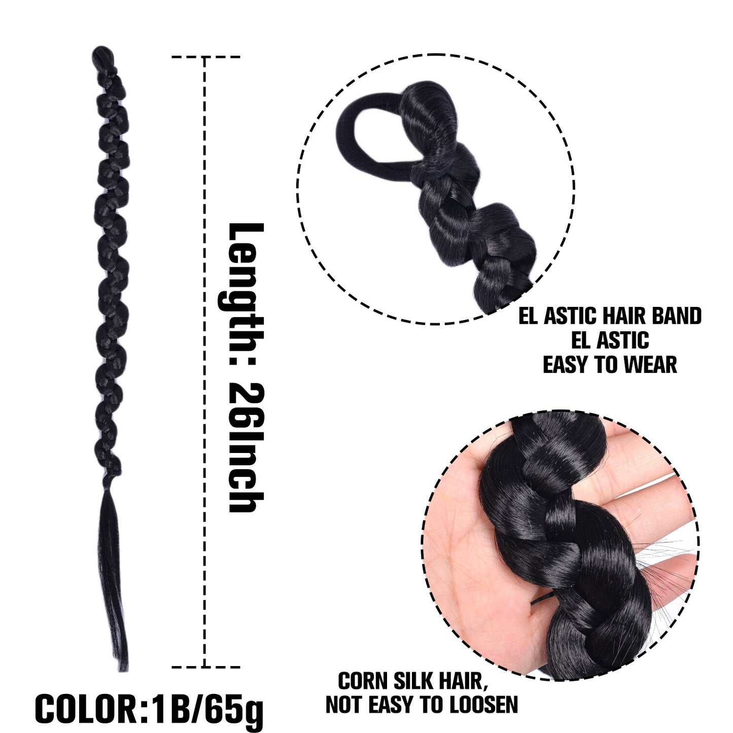 Synthetic Heat Resistant Braided Fishtail Fishbone Drawstring Ponytail Hairpiece Blonde Hair Extensions For Woman