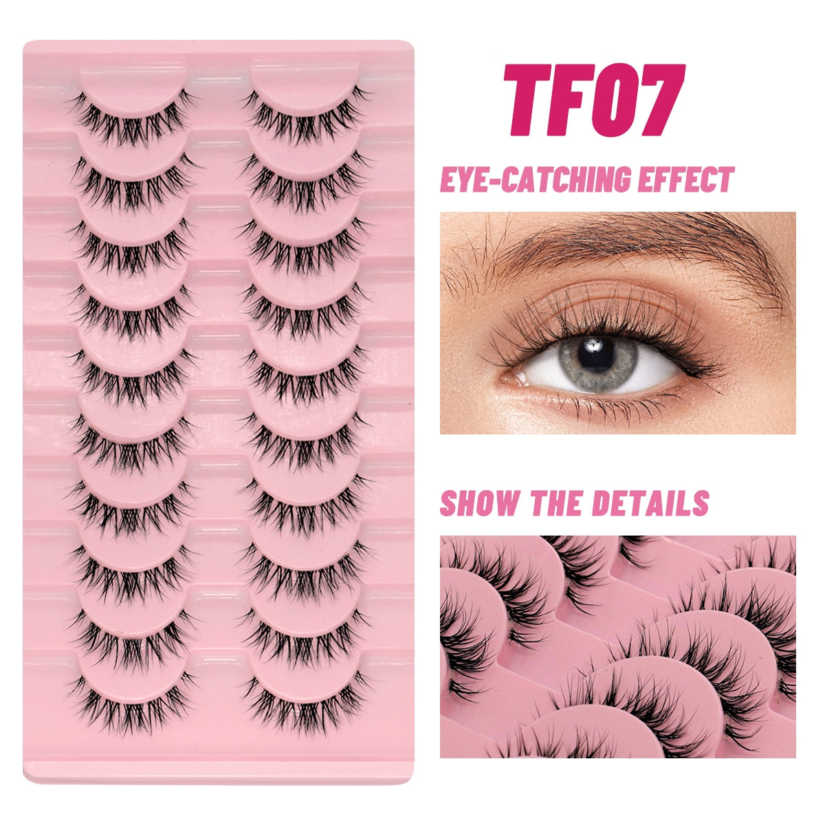 Clear Eyelash Manga  Lashes False 5/10 Pairs Eyelashes Cat-Eye Natural Fluffy 3D Faux Mink Lashes Wispy Lashes