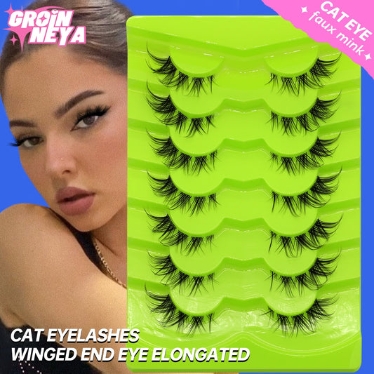 Cat Eye Lashes Natural Eyelashes Winged End Eye Elongated Eyelashes Clear Band Lashes Eyelash Extension Manga Lashes
