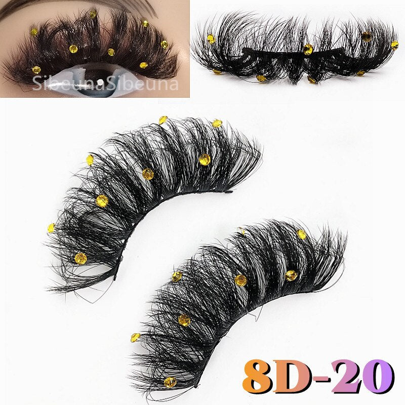 Colored Diamond Glitter 8D False Eyelashes Color Sequin Fuax Mink Lashes Natural Long Stage Colorful Rainbow eyelashes