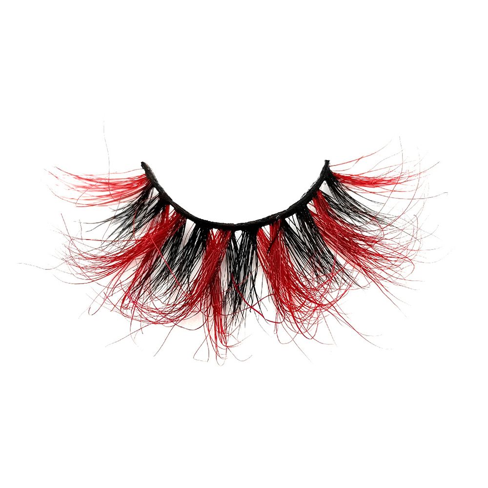 1 Pair Red Blue Purple Pink Mix 3D Mink Colored Eyelashes Ombre Vegan Strip Lashes Natural Dramatic Fluffy Colourful