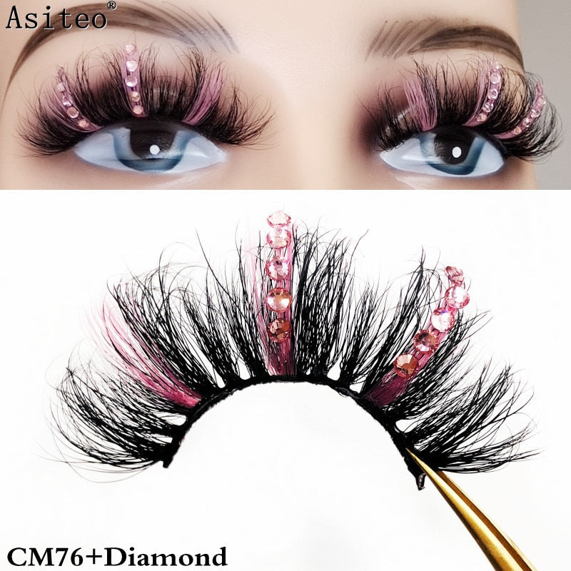 25mm Fluffy Diamond Ombre Colored Mink Lashes 5D Natural Volume Colorful Vegan Eyelashes Makeup
