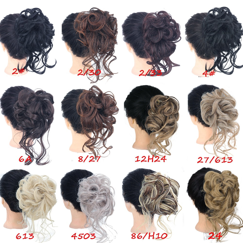 Synthetic Hair Bun Messy Scrunchies Hairpiece Accessories Claw Clip Chignon Curly Fake Hair Elastic Hair Band for Women