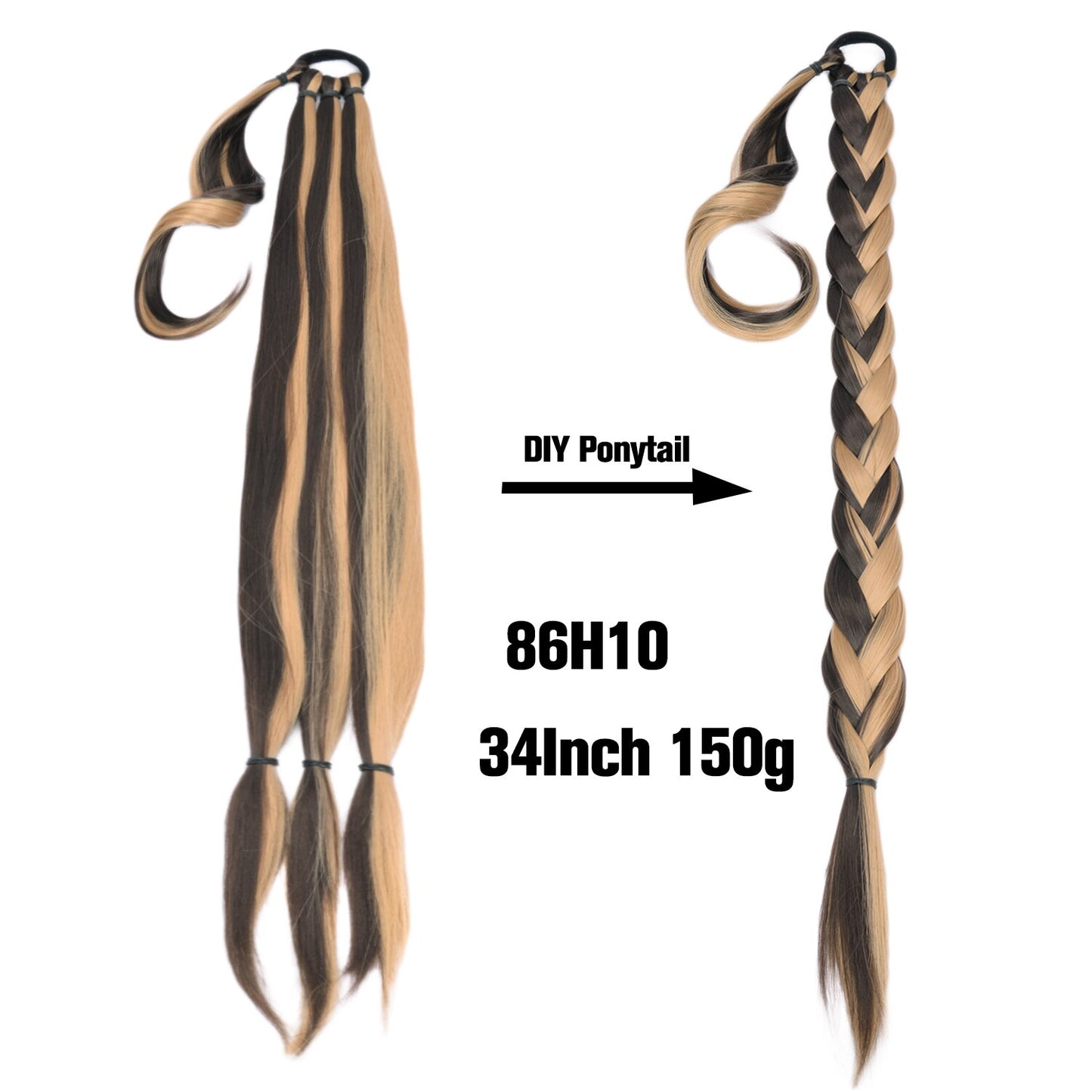 Synthetic Heat Resistant Braided Fishtail Fishbone Drawstring Ponytail Hairpiece Blonde Hair Extensions For Woman