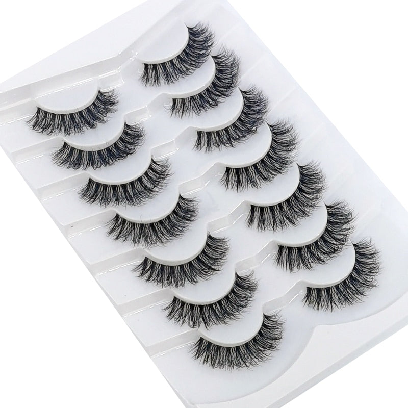 4/7 Pairs 3D Mink Lashes Natural Long Full Strip Lashes Transparent Short Mink EyeLashes Style False Eyelashes