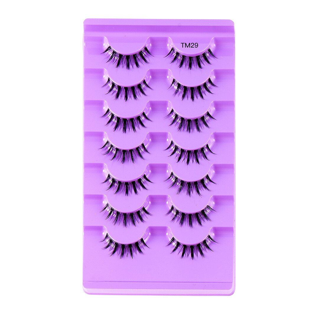 Cat Eye Lashes 7 Pairs Natural Fluffy Messy False Eyelashes Dramatic Invisible Band Foxy Faux Mink Lashes Faux Cils