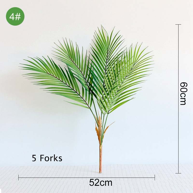 Green Artificial Palm Leaf Plastic Plants Tropical Tree Branch Fake Plants Jungle Home Garden Decor Wedding Decoration