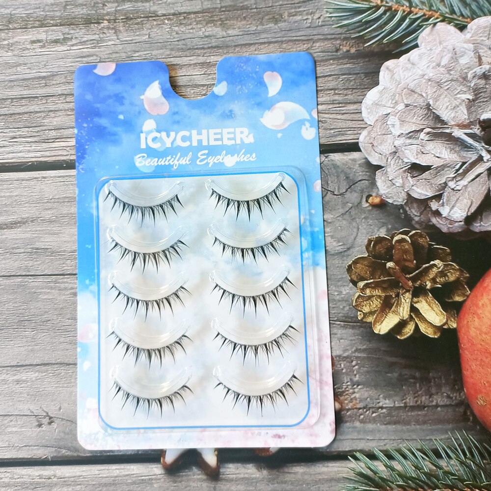 5 Pairs Natural Air False Eyelashes Cos Fairy Japanese Eyelashes Handmade Transparent Terrier Thick Curling Eyelash