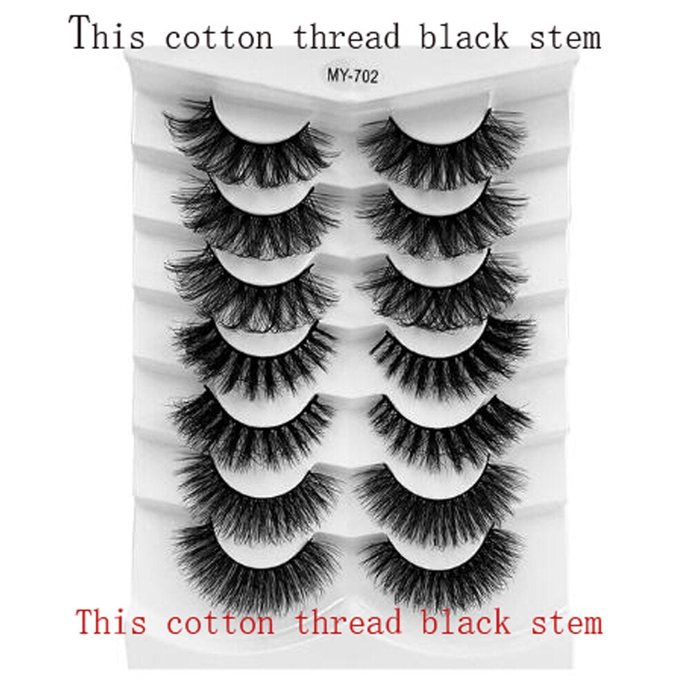 Cat Eye Lashes 7 Pairs Natural Fluffy Messy False Eyelashes Dramatic Invisible Band Foxy Faux Mink Lashes Faux Cils
