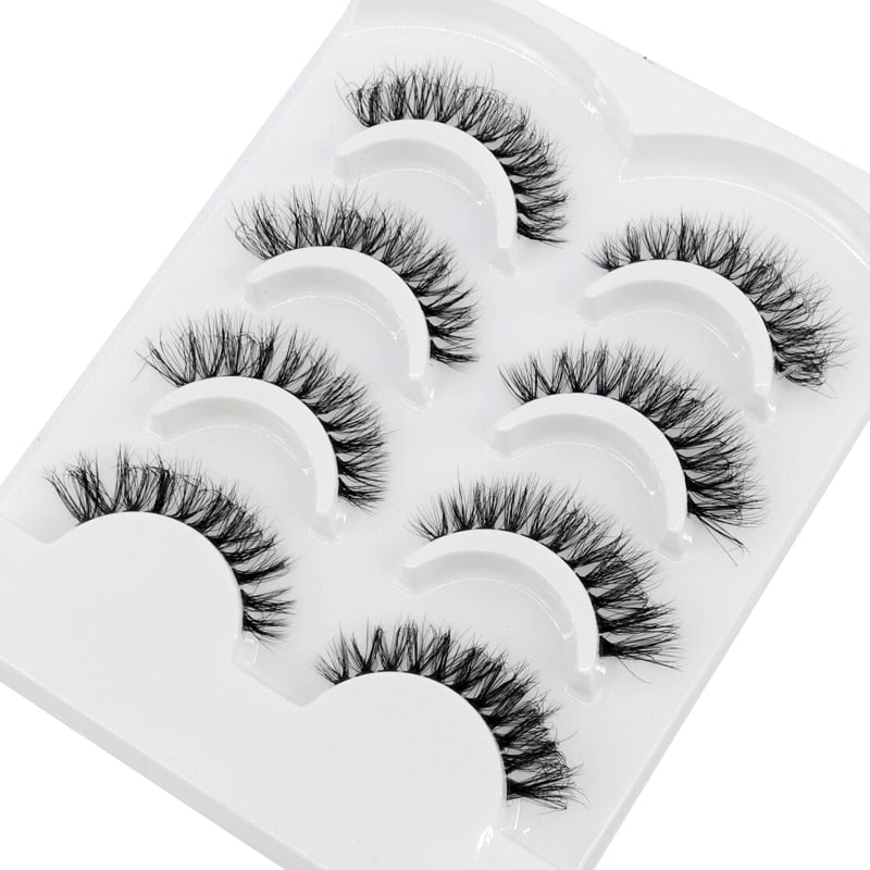 4 pairs 3D mink lashes natural long invisible thin band fake lashes curl transparent soft eyelashes
