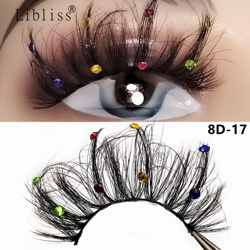 Natural/Long Glitter Shimmery Butterfly Eyelashes 25mm HandMade Full Strip Faux Mink Lashes With Butterflies