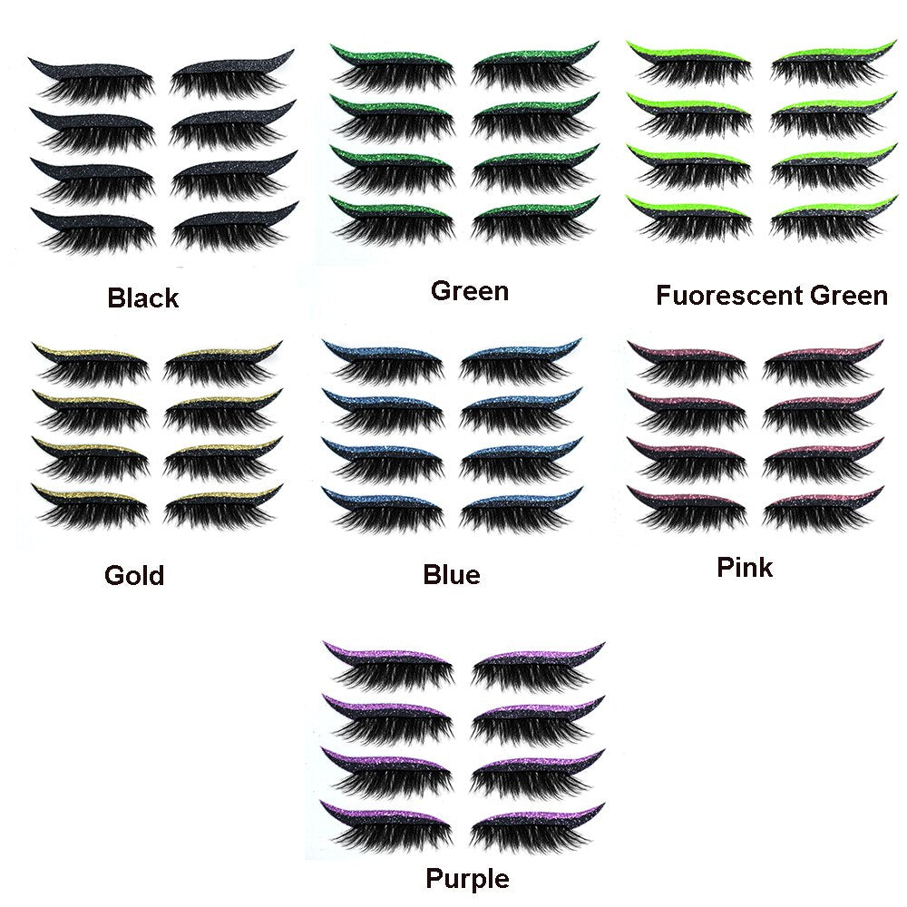 4 Pairs/Set Reusable Eyeliner Stickers Double Eyelid Glitter Silver Eye Makeup Eyelash Stickers Self-adhesive Eye Makeup Tool