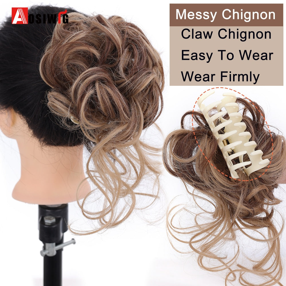 Synthetic Messy Chignon Scrunchies Natural Curly Hair Bun Pieces Fake False Hairpieces For Women Ponytail Extensions