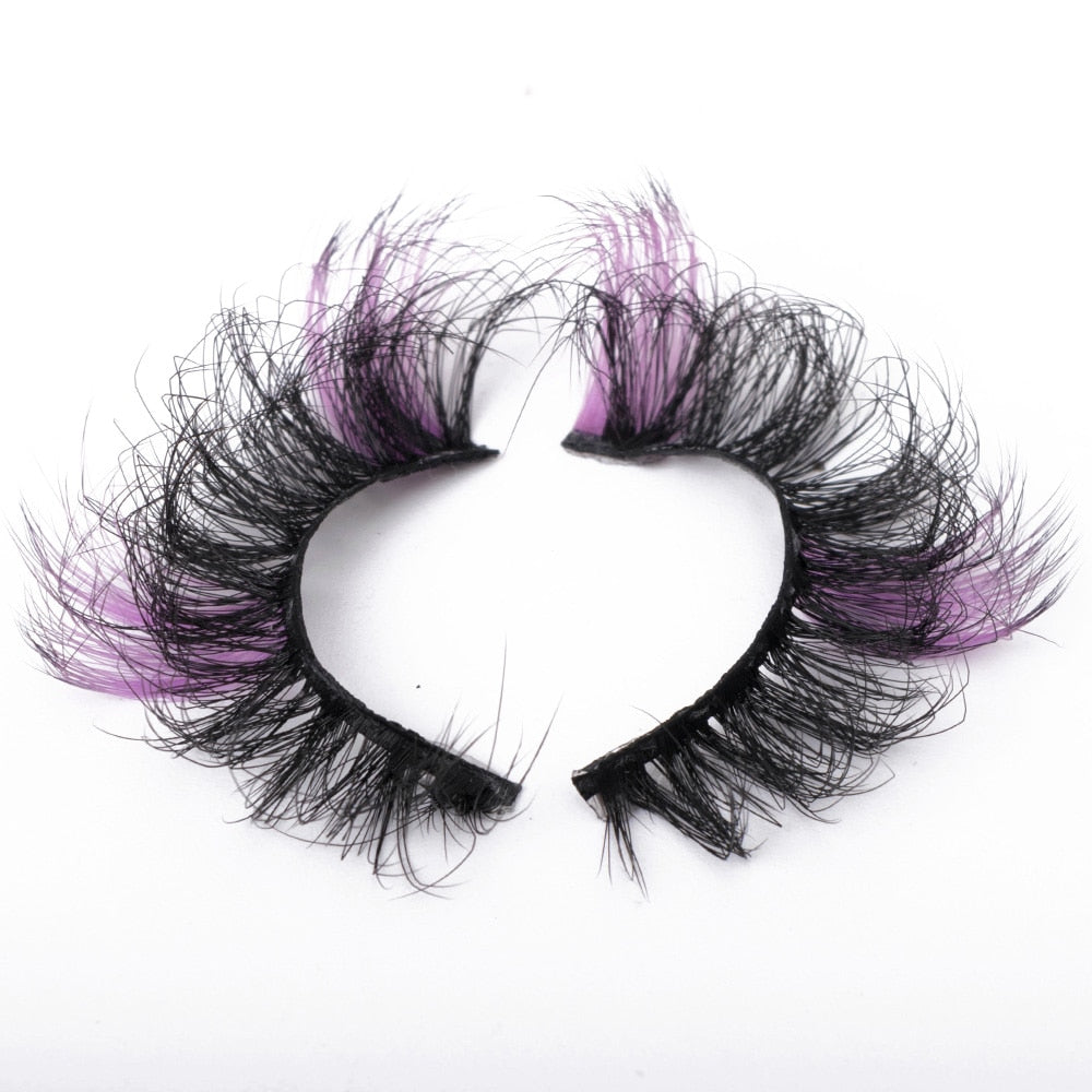 Color False Eyelash Fluffy Lashes Dramatic Messy Long 3d 5d Mink Lashes Mixed Colored Faux Cils