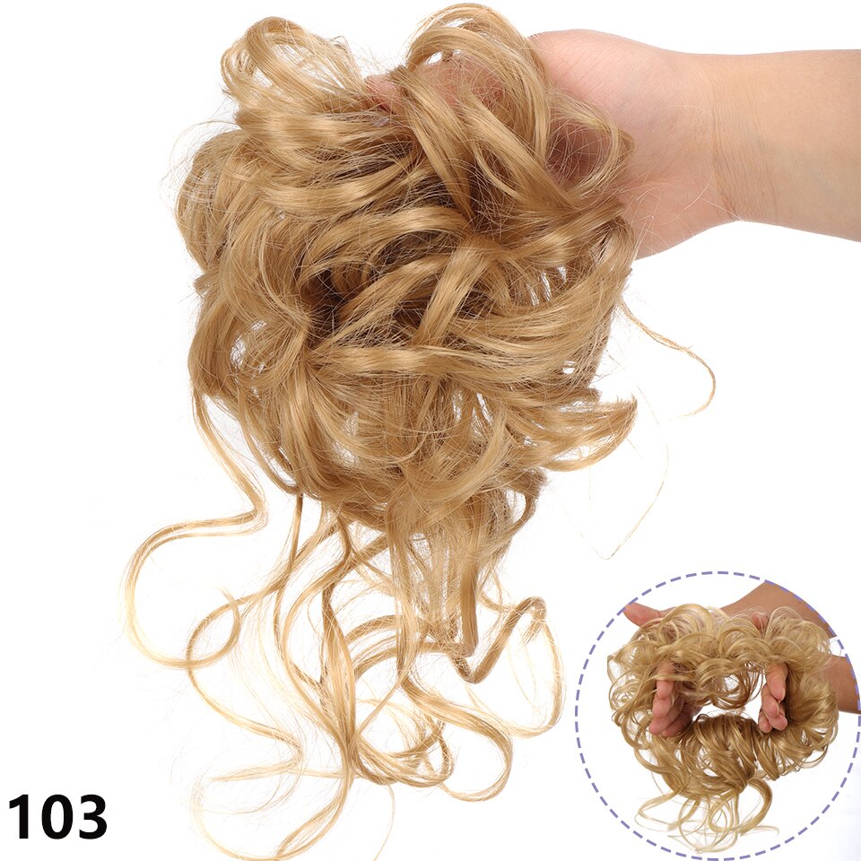 Synthetic Hair Bun Messy Scrunchies Hairpiece Accessories Claw Clip Chignon Curly Fake Hair Elastic Hair Band for Women