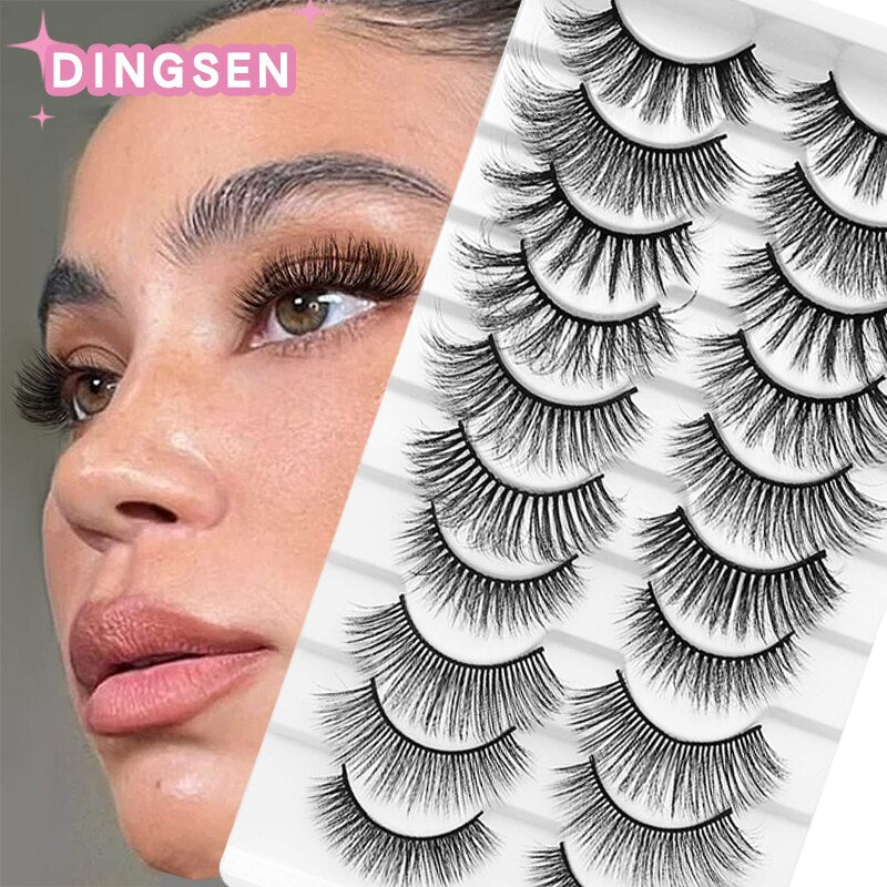 10Pairs Eyelashes Natural Long False Eyelashes Bulk Extension Individual Mink Lashes