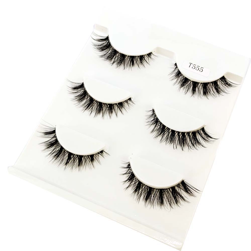 Transparent Terrier 3 Pairs 3D Mink EyeLashes False Lashes Thick EyeLash Lashes Natural Soft Fake EyeLashes