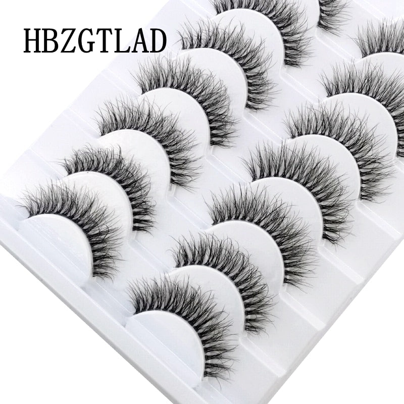 10 Pairs Mink Eyelashes Clear Band Eye Lashes Crisscross Transparent Band False Eyelashes Handmade Dramatic Lashes Upper Lashes