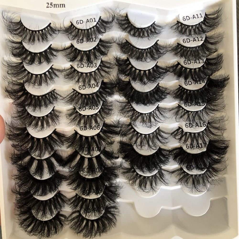 6D Mink Lashes 1/8 Pairs 25 MM Faux Mink Eyelashes Messy Series More Fluffy Dramatic Long False Eyelashes
