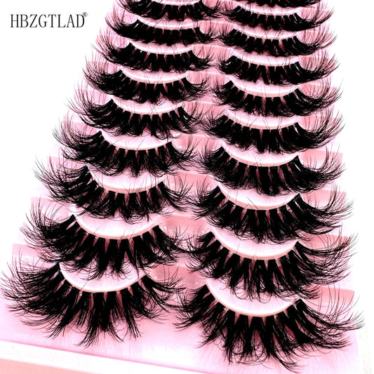 10Pairs 5D Mink Eyelash Winged Thick Long Eyelashes Handmade Transparent Terrier 3dLashes Messy Cross Lash For Eyelash Extension