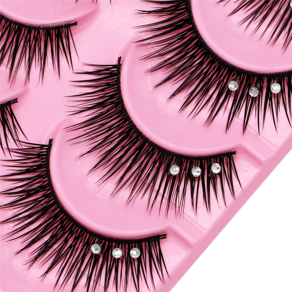 5 pairs Stage catwalk eyelash color flash drill performance Bushy three drill of fake eyelashes false lashes