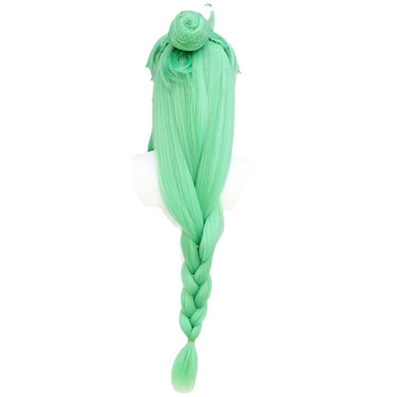 Baizhu Wig Genshin Impact Cosplay Halloween Green Long Curly Braid Heat Resistant Heat Resistant Synthetic Party Wig + Wig Cap