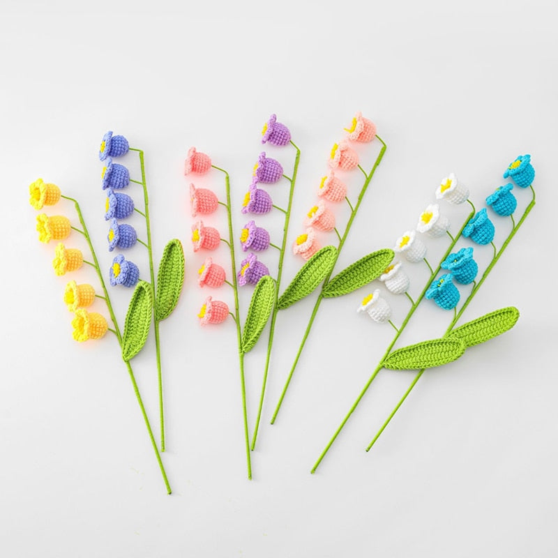 Knit Flower Lily Tulips Fake Flowers Bouquet Decoration Hand-woven Home Decorate Creative Knitting Flowers