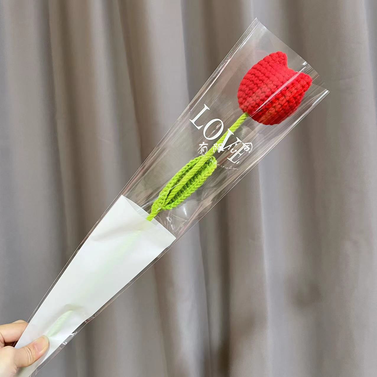 10pcs Hand-knitted Yarn Crochet Sunflower Bouquet Handmade Daisy Tulip Rose Decorative Home Creative Decorate