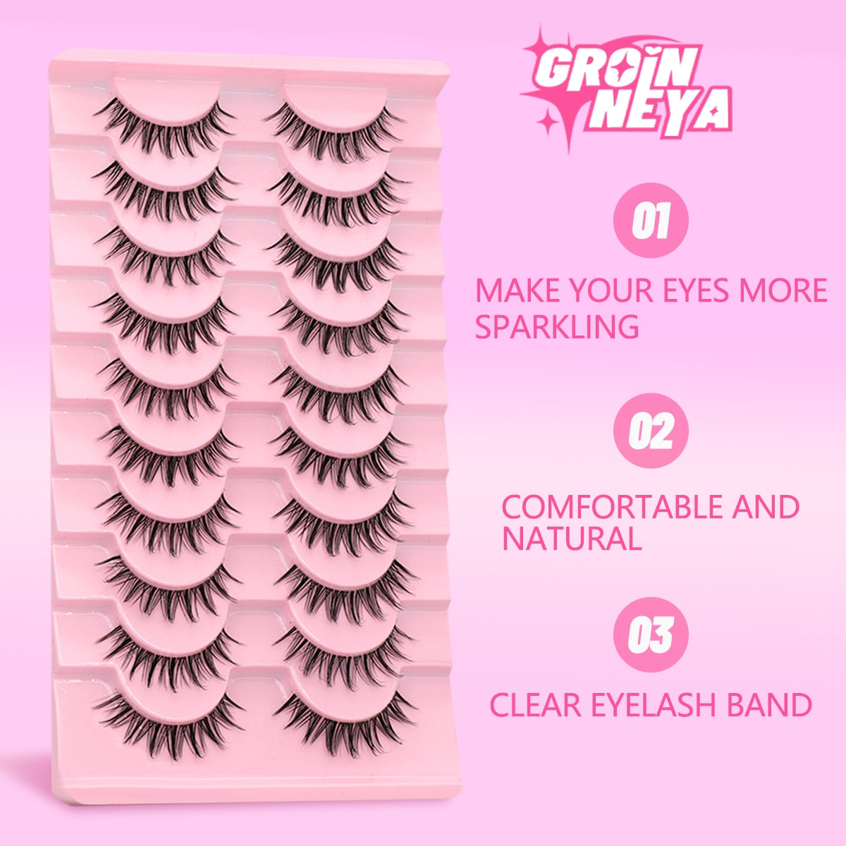 Clear Eyelash Manga  Lashes False 5/10 Pairs Eyelashes Cat-Eye Natural Fluffy 3D Faux Mink Lashes Wispy Lashes